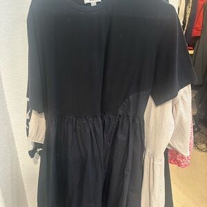 COS Black Short-Sleeve Gathered-Waist Dress